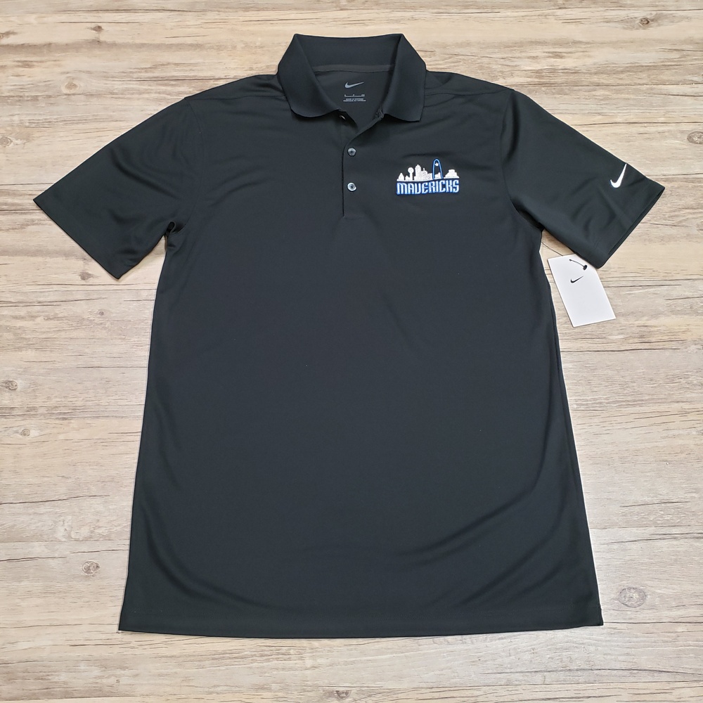 Dallas Mavericks Shirt Polo Mens S Black NBA Basketball DF Micro Pique Nike